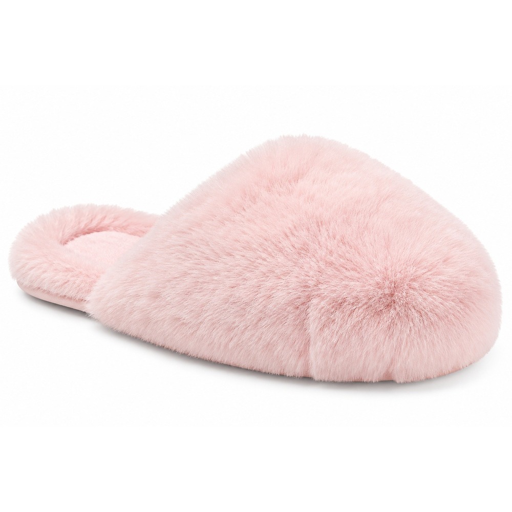 Wild Fable Kendall Puff Scuff Slippers Womens Size M Pink Faux Fur Slip-On NEW